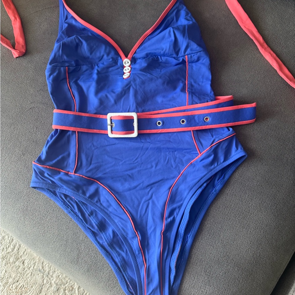 Paolita Vibrant Blue Swimsuit with Pink Accents